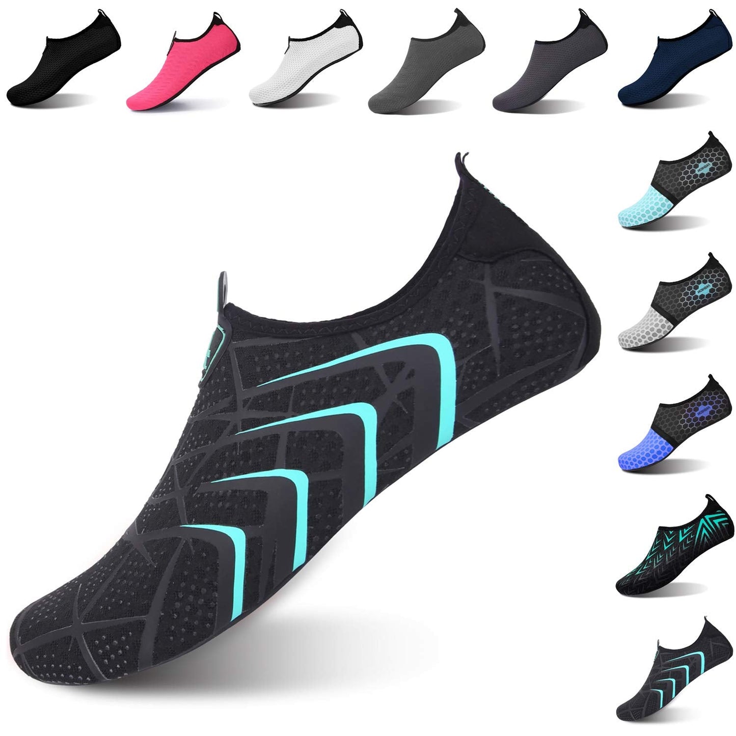 L-RUN Athletic Water Sports Shoes Womens Aqua Socks Black M(W:6.5-7.5)=EU37-38