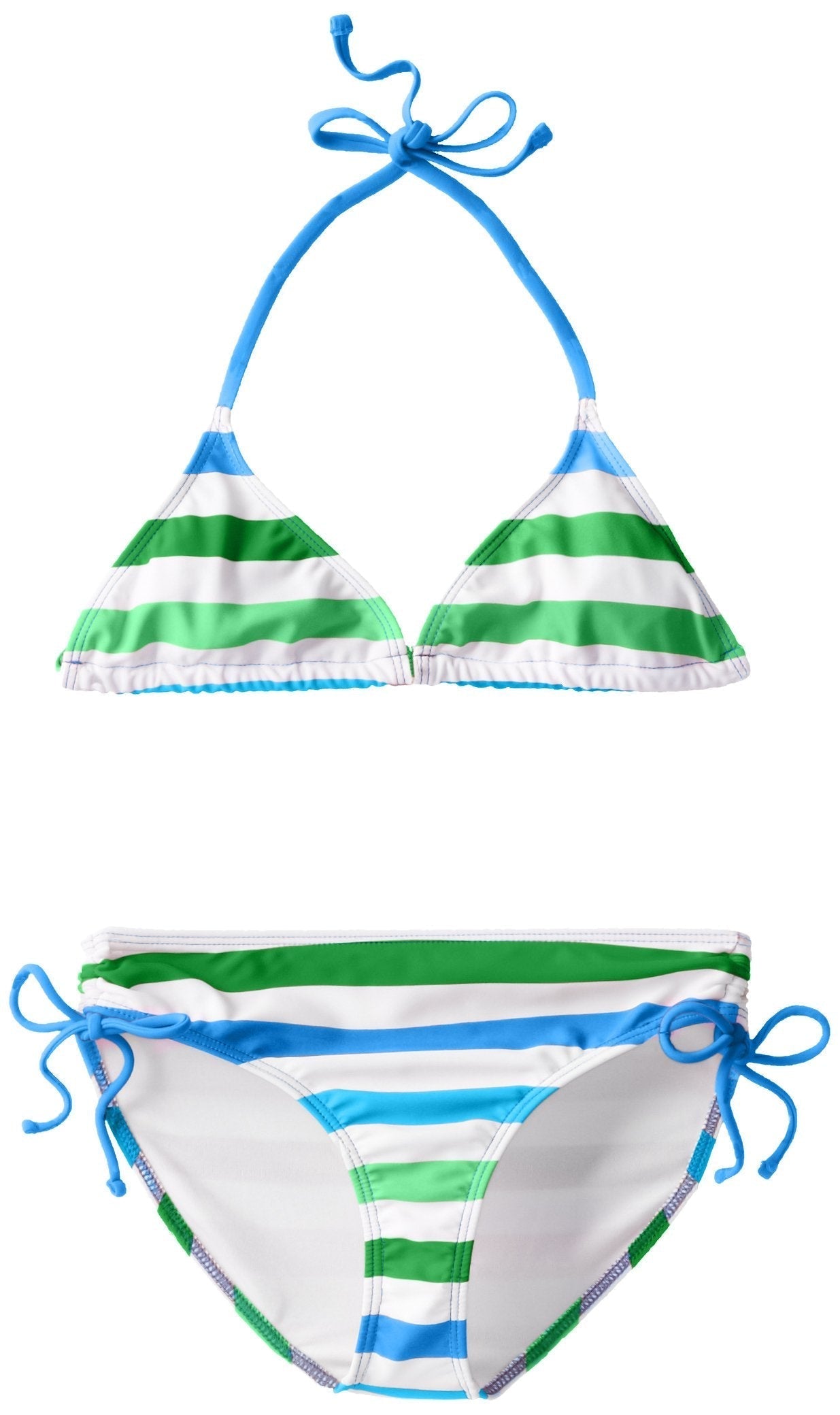Kanu Surf Girls' Alexa Beach Sport 2-Piece Bikini Swimsuit, Sassy Blue/Green Stripe, 14