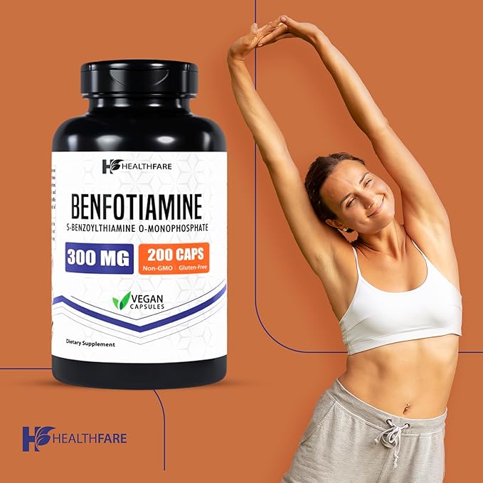 Benfotiamine 300mg | 200 Veg Capsules | Enhanced Absorption | Supports Overall Health | Increased Bioavailability
