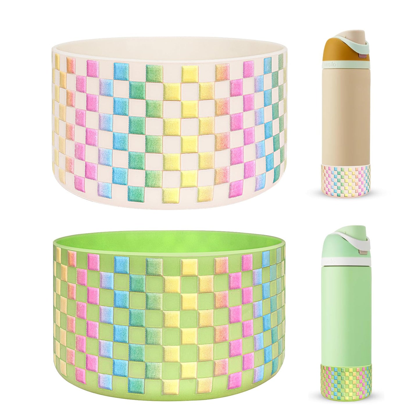 HEYSKAY 2PCS Silicone Boot for Owala Flask Water Bottle 24oz Anti-Slip Protective Sleeve for Owala Twist,FreeSip and Flip Stainless Steel Water Bottle BPA-Free Boot Bottom Base