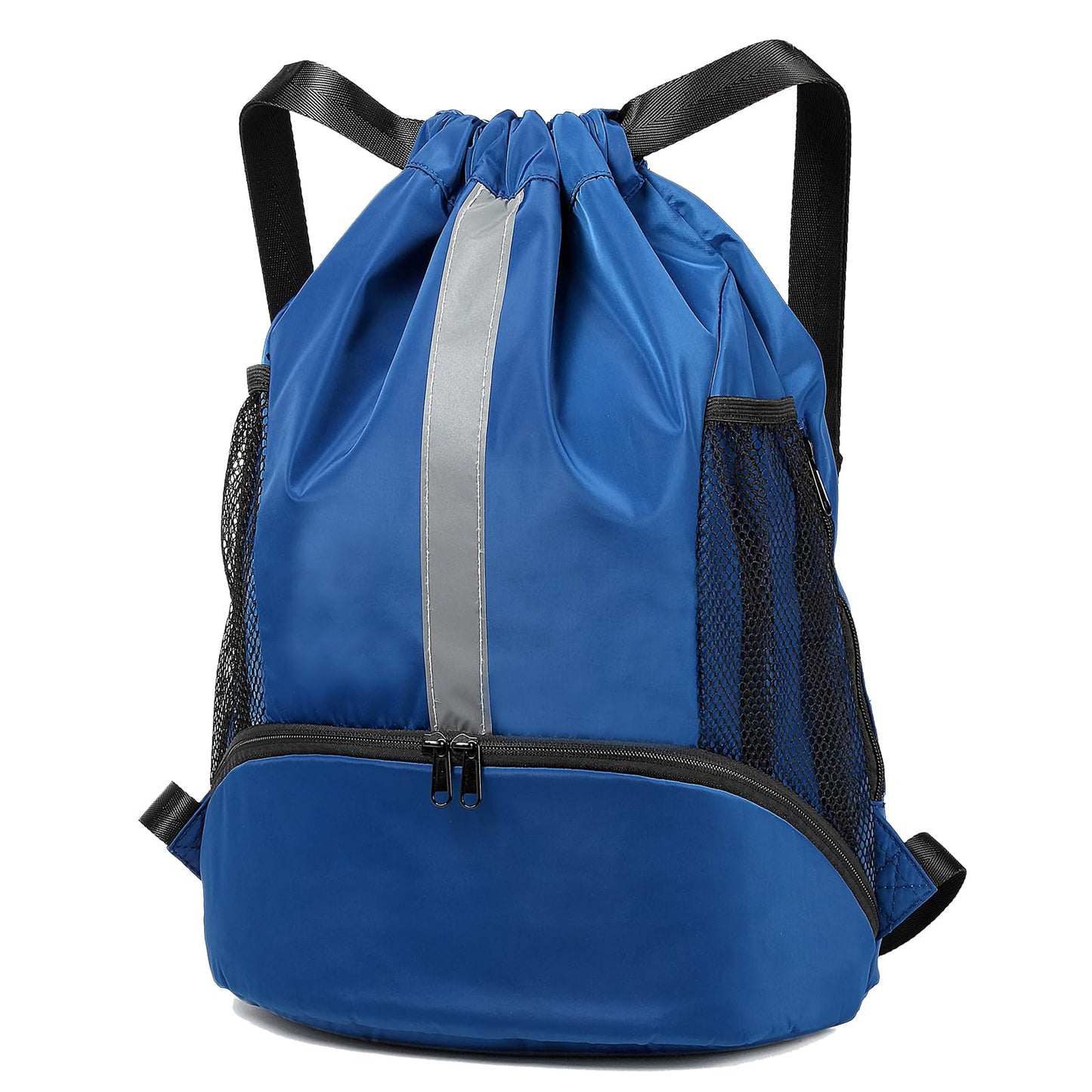 BeeGreen Navy-Draw-String-Bags-Pack With Wet Proof Pocket & Shoe Compartment For Traveling Yoga Beach Swim Outdoor Sports Gym Large Cinch Sack Drawstring Backpack For Women&Men