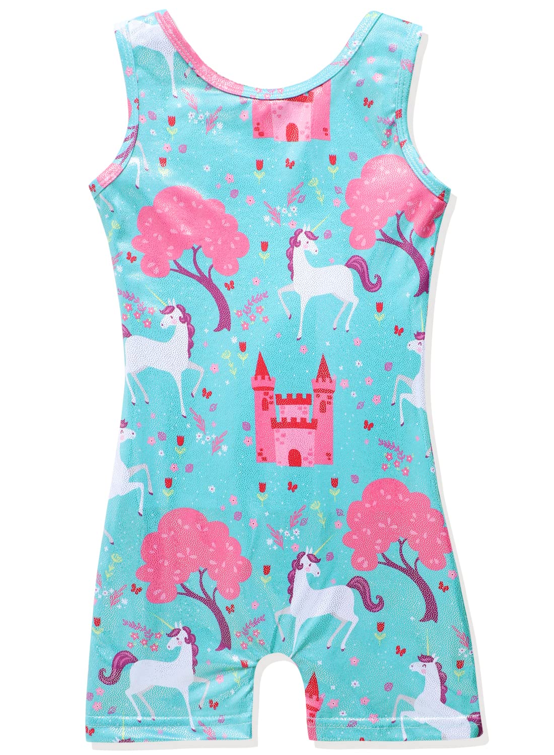 HOZIY Gymnastics Outfits for Girls Leotards With Shorts Kids Toddler Pink Tree Unicorn Castle Flower Floral Sparkle Biketard 5t Size 5-6x