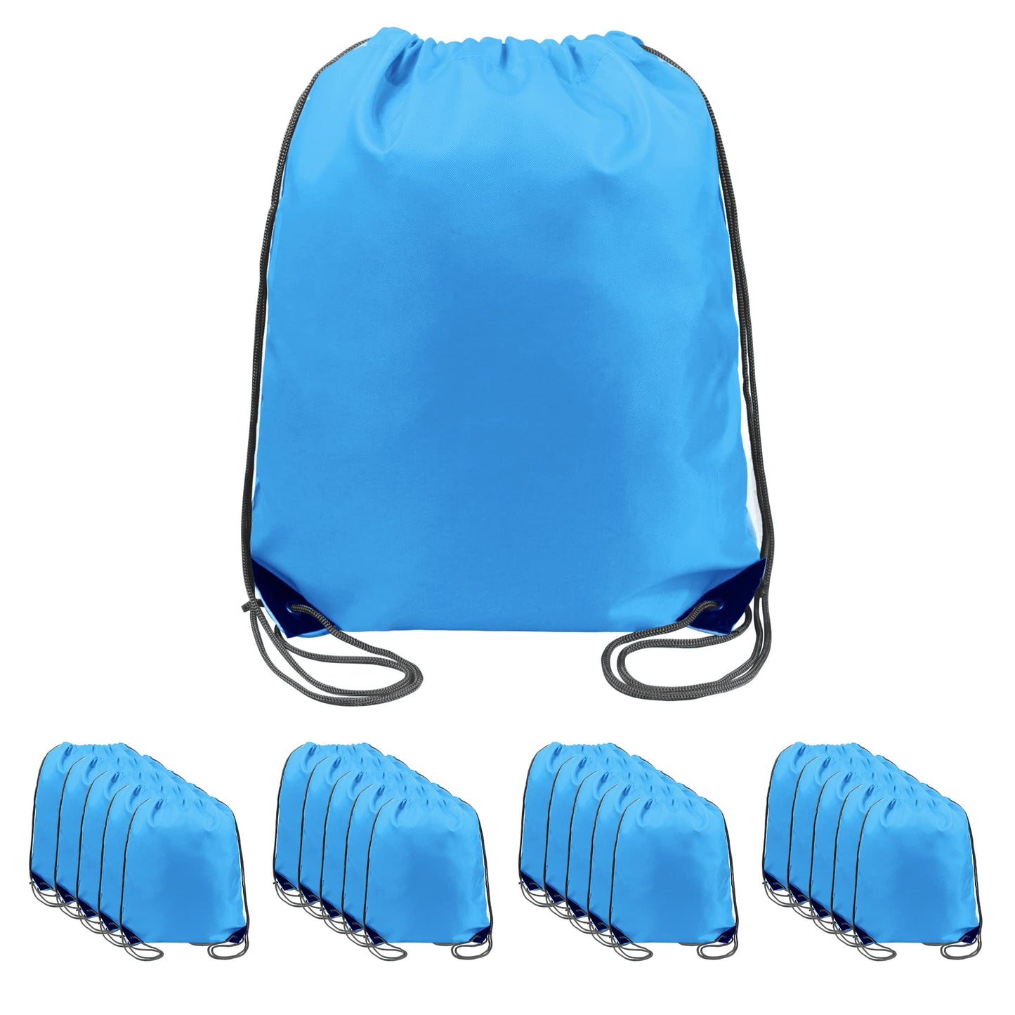 BeeGreen 20 pieces Wholesale Sky Blue Drawstring Backpack Bags Cinch Bags Bulk Heavy Duty String Backpack Machine Washable Lightweight Sackpack Outdoor Sport Bags for Men Women