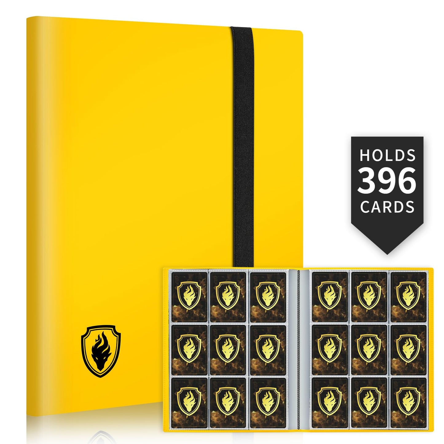 Card Binder 9 Pocket, Fabmaker 396 Pockets Trading Card Binder, Premium Collector Card Album for Standard Cards, Side Loading Card Collection Folder for MTG, TCG, Game Cards, Sport Cards, Yellow