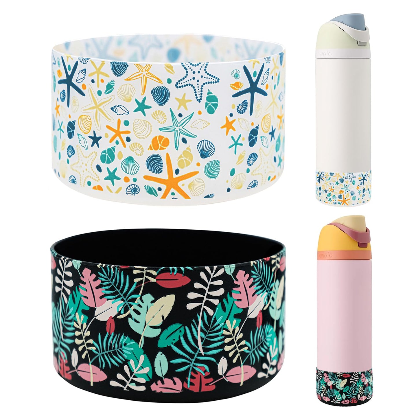 HEYSKAY 2PCS Silicone Boot for Owala Flask Water Bottle 24oz Anti-Slip Protective Sleeve for Owala Twist,FreeSip and Flip Stainless Steel Water Bottle BPA-Free Boot Bottom Base