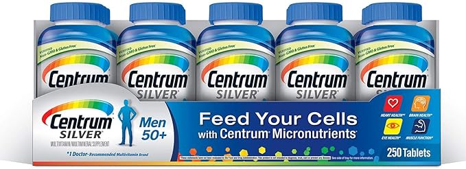 Centrum Silver Multivitamin for Men 50 Plus, Multimineral Supplement, 250 Count