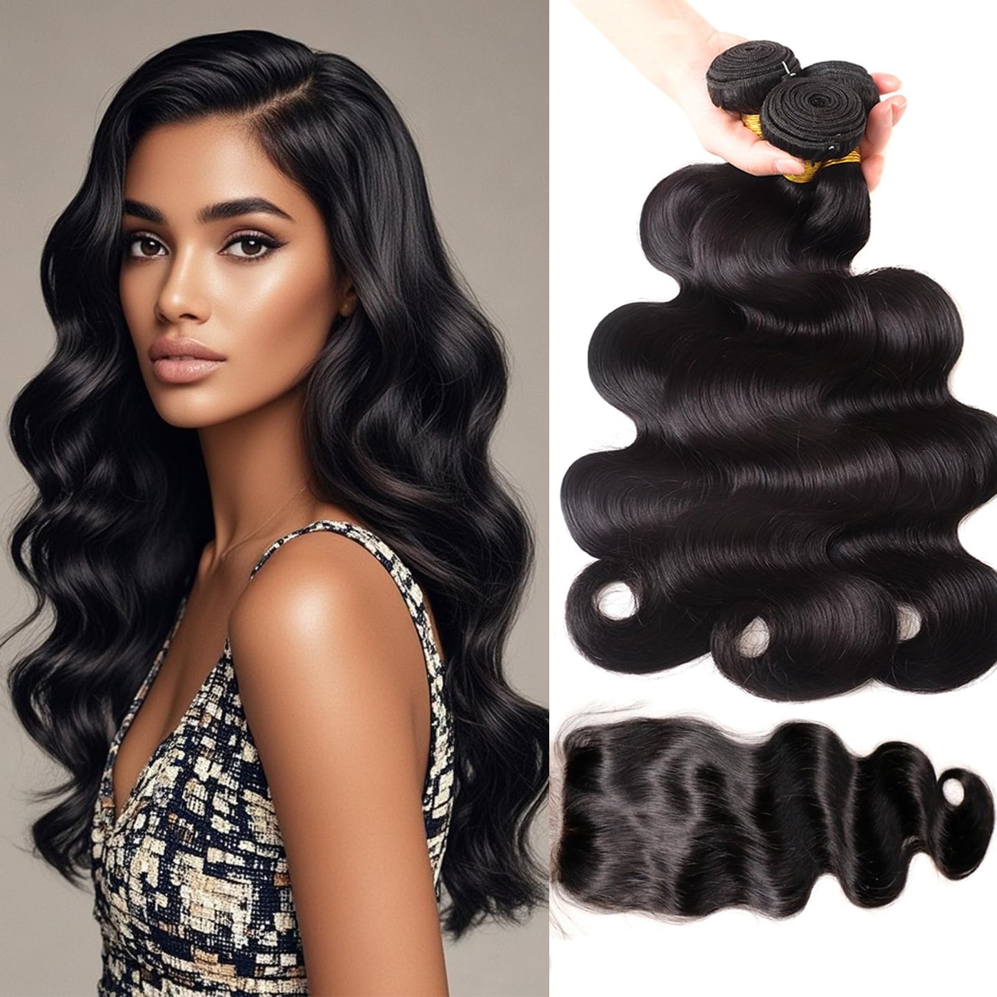 Human Hair Bundles with Closure - Body Wave Bundles with Closure Human Hair 3 Bundles with Closure 22 24 26+18, 100% Unprocessed 12A Brazilian Virgin Hair Bundles with 4x4 Lace Closure Free Part