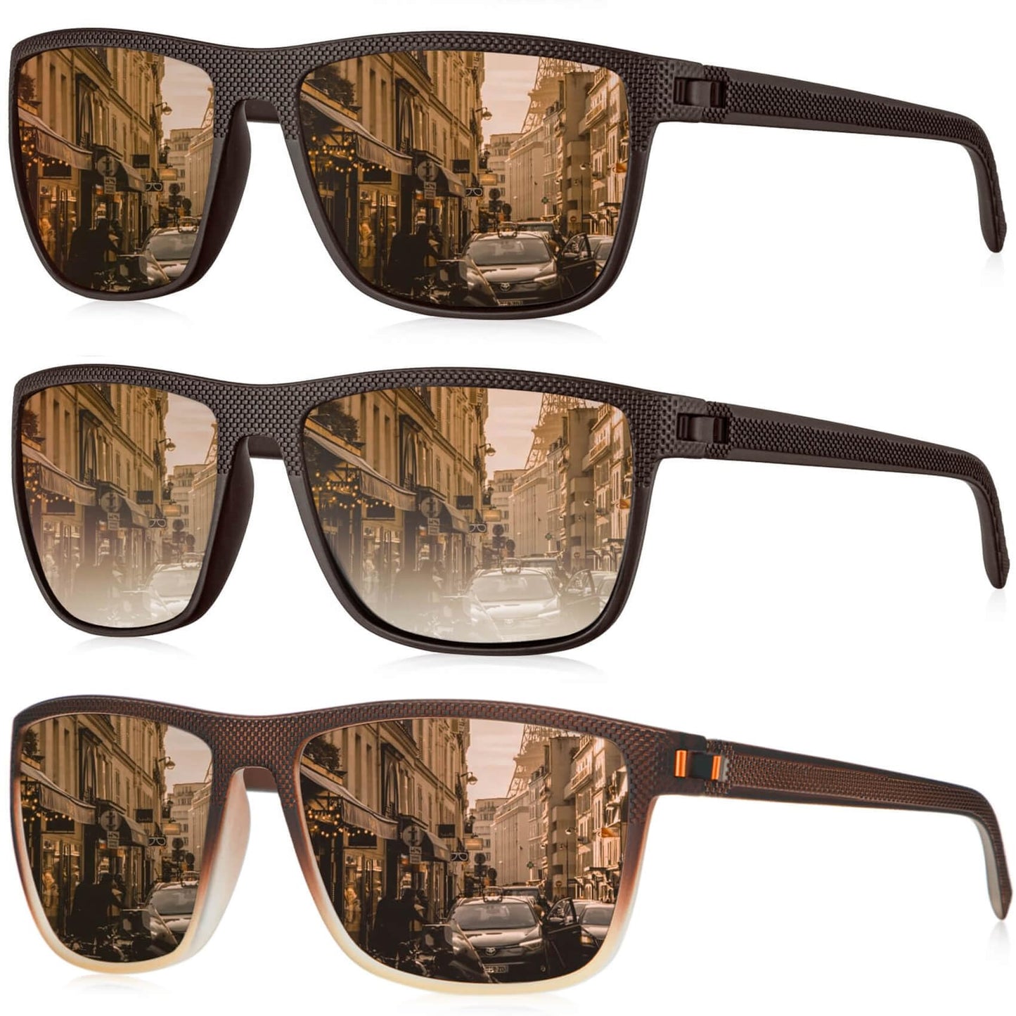 KALIYADI Polarized Sunglasses Men, Lightweight Mens Sunglasses Polarized UV Protection Driving Fishing Golf (Brown/Gradient Brown/Brown)