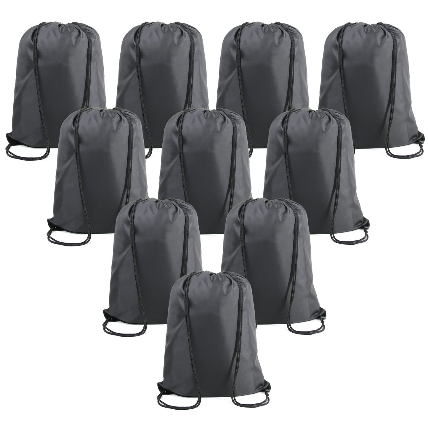 BeeGreen Black Drawstring Backpack Bags Bulk 10 Pack Cinch Sackpack X-Large 22.4" L x 17.5" W Sports Gym String Bags Machine Washable Heavy Duty for Men Women