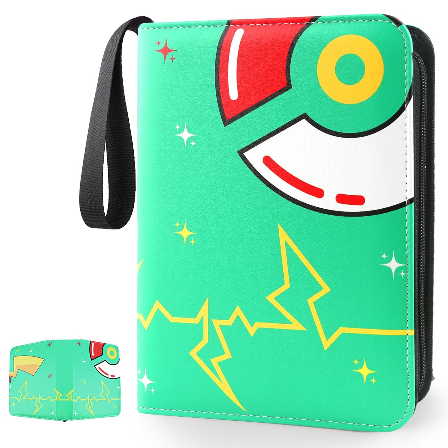 Card Binder 4-Pockets, 400 Pockets Card Holder with 50 Removable Sleeves, Trading Card Collector Zipper Album Holder, Green