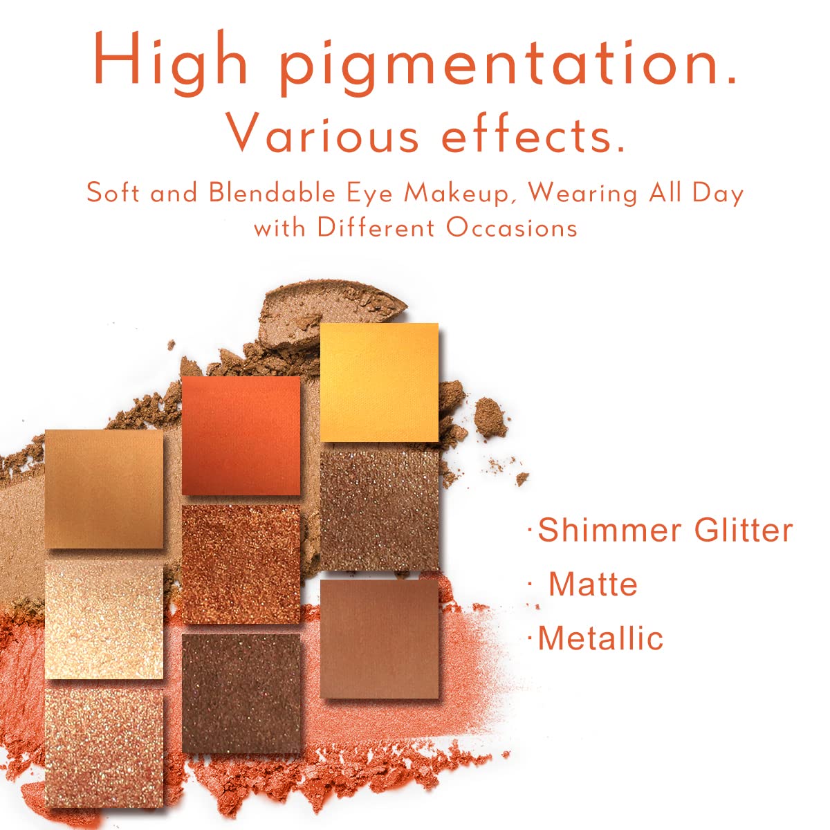 Catkin Eyeshadow Palettes 9 Blendable Shades Smooth Long Lasting Eyeshadow Matte and Glitter Eye Makeup Highly Pigmented Makeup Palettes C09 SUNSET