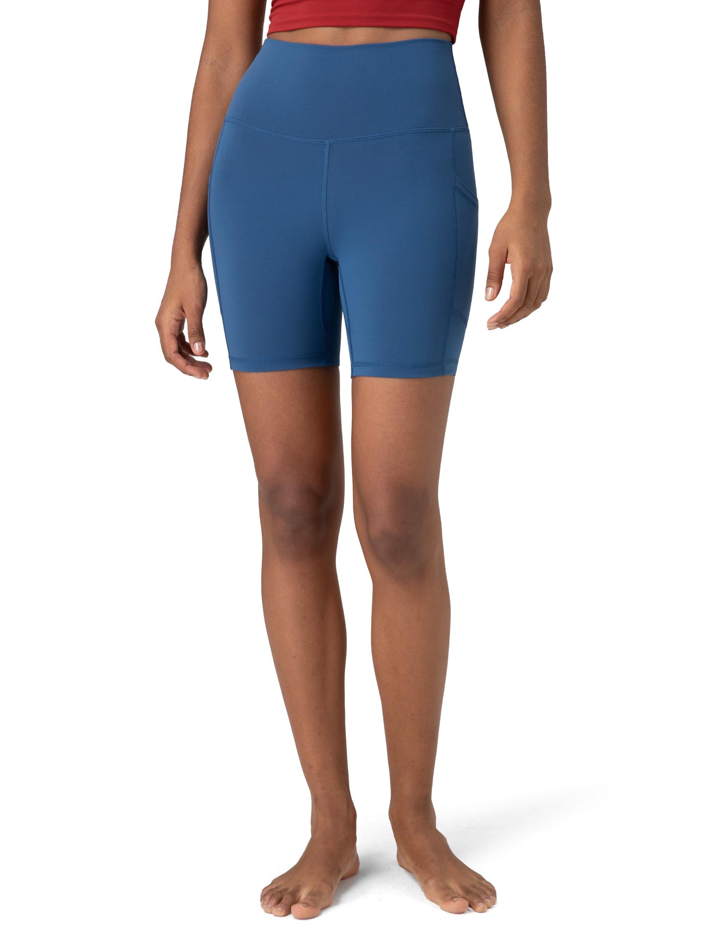 Colorfulkoala Women's High Waisted Biker Shorts with Pockets 6" Inseam Workout & Yoga Tights(XS, Midnight Blue)