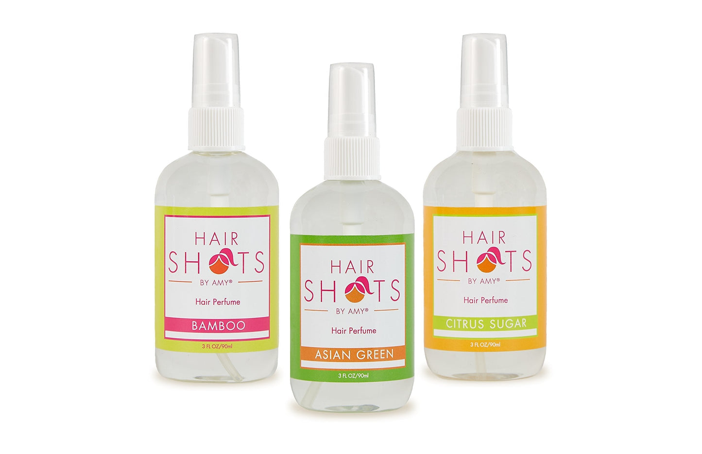 Hair Shots Heat Activated Hair Fragrance Always Fresh & Crisp Bundle 3 Items: Asian Green, Bamboo, Citrus Sugar
