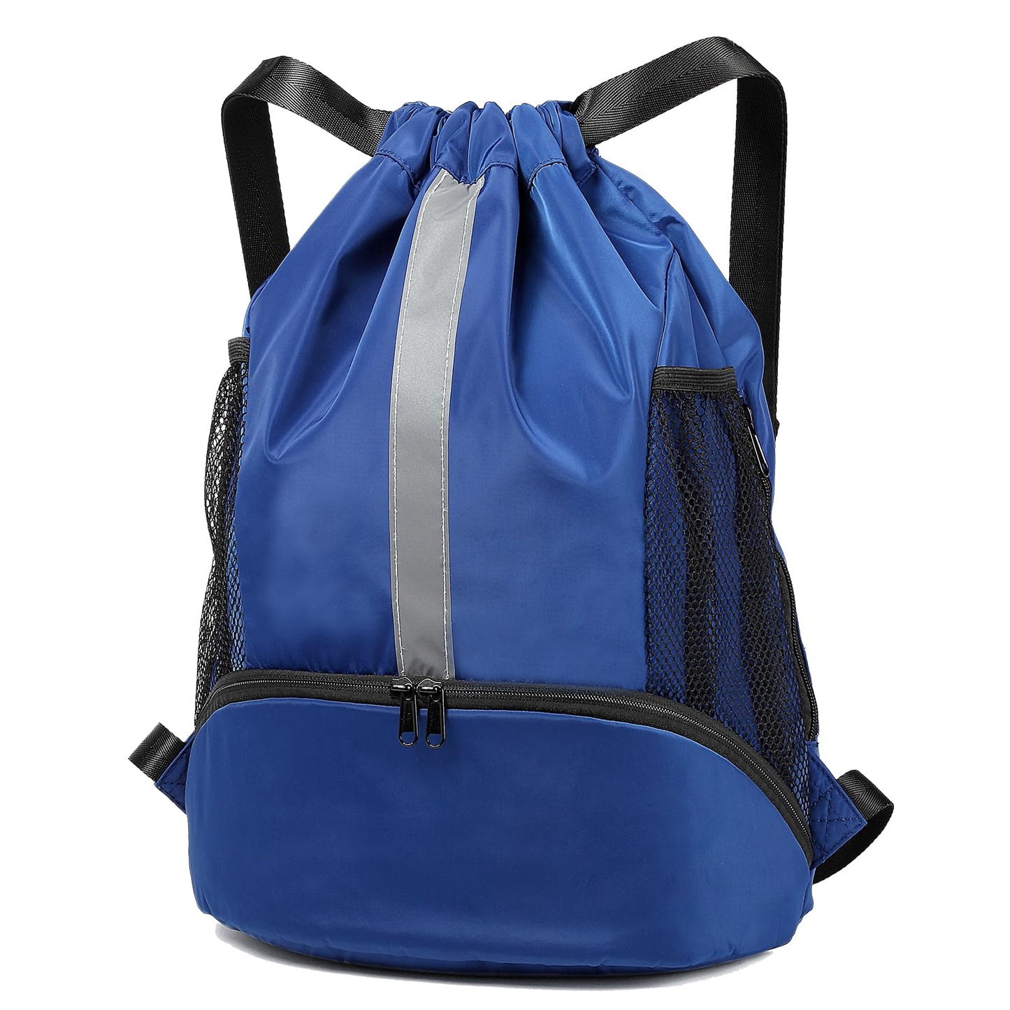 BeeGreen Royalblue Sports Drawstring Backpack String Gym Bag with Shoes Compartment and Wet Proof Pocket for Women Men Large Cinch Sack For Traveling Yoga Beach Swim Outdoor