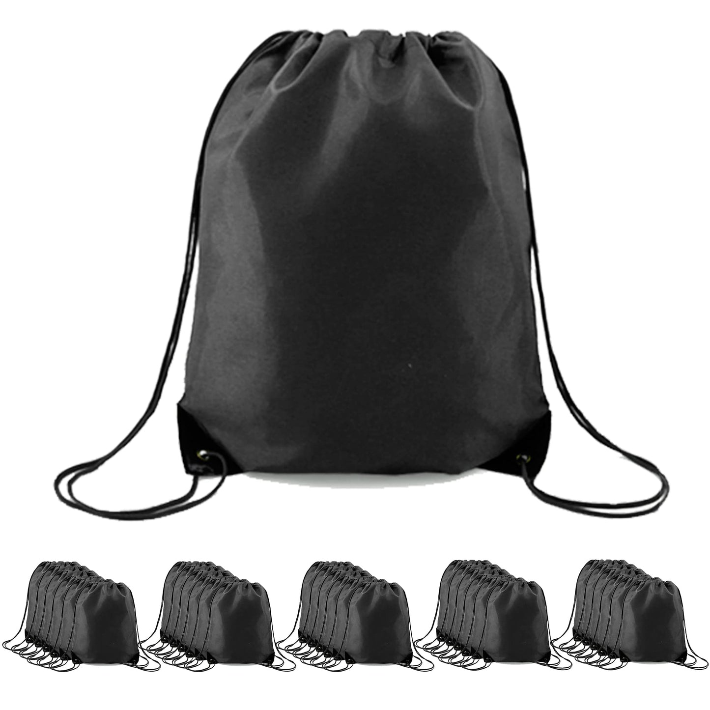BeeGreen 30 Pieces Black Drawstring Bags Cinch Bags Bulk String Backpack Machine Washable Lightweight Sackpack Outdoor Sport Bags for Men Women