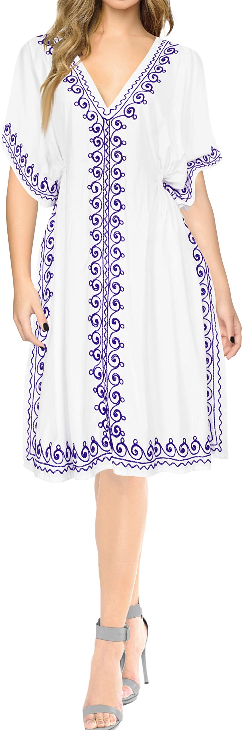 LA LEELA Women's Swim Cover Up Vacation Bikini Party 2X-3X White Solid