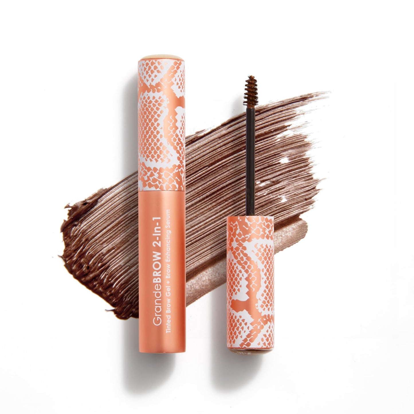 Grande Cosmetics 2-in-1 Tinted Brow Gel + Brow Enhancing Serum, Thick & Darker Brows, Shape & Fill Brows Effortlessly, Auburn, Travel Size