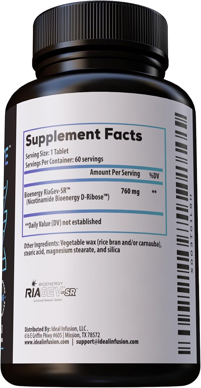 Ideal Infusion Sustained Release Supplement for NAD & NR Biosynthesis, Cardiovascular Health & Muscle Vitality: Boost ATP, NAD+, Glutathione (60 Servings) Vegan