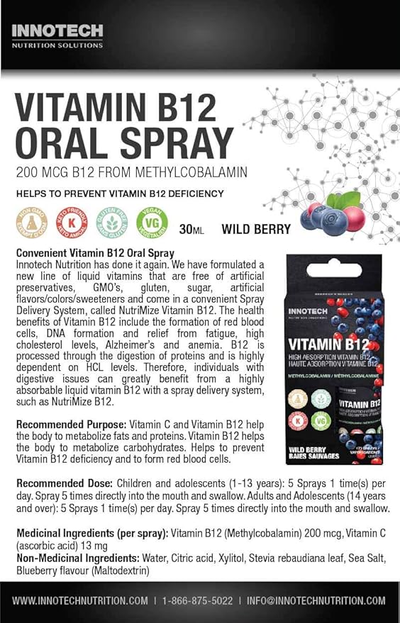 INNOTECH Nutrition: Vitamin B-12 Oral Spray - 25ml