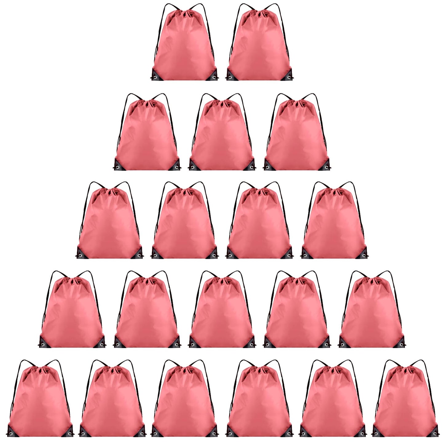 Grneric 20 Pieces Drawstring Backpack Bulk Cinch Sackpack Ployster Drawstring Bags for Gym Party Trip(Peachy)