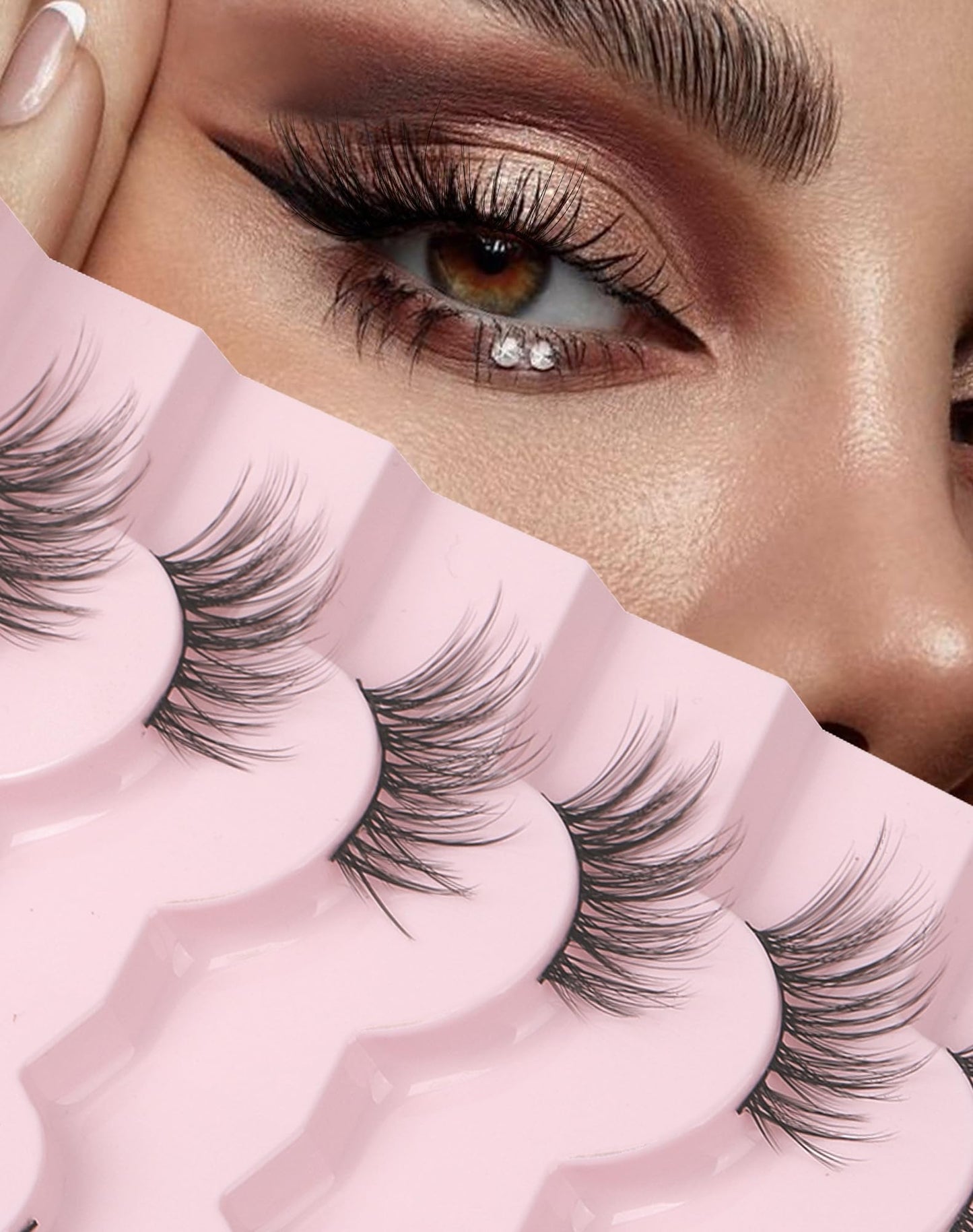 Half Lashes Natural Half Eyelashes Cat Eye Corner Lashes Narutal Look Wispy Lashes False Half Lashes 3/4 Lashes End Lashes Half-02