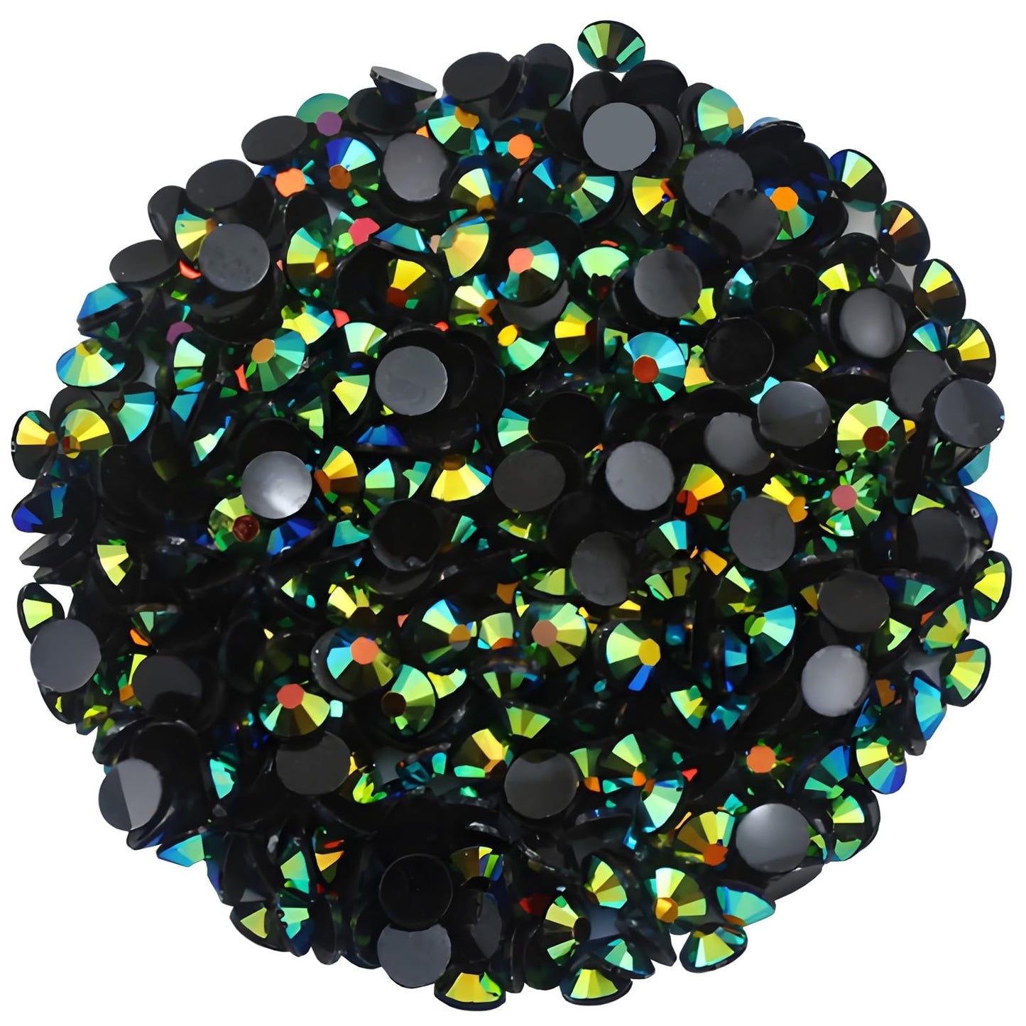720 Pcs SS30 6mm Flatback Rhinestones for Nails Art Crafts Glitter Round Shine Gems AB Crystals DIY Clothes Shoes (Black-Bottom Dark Green AB)