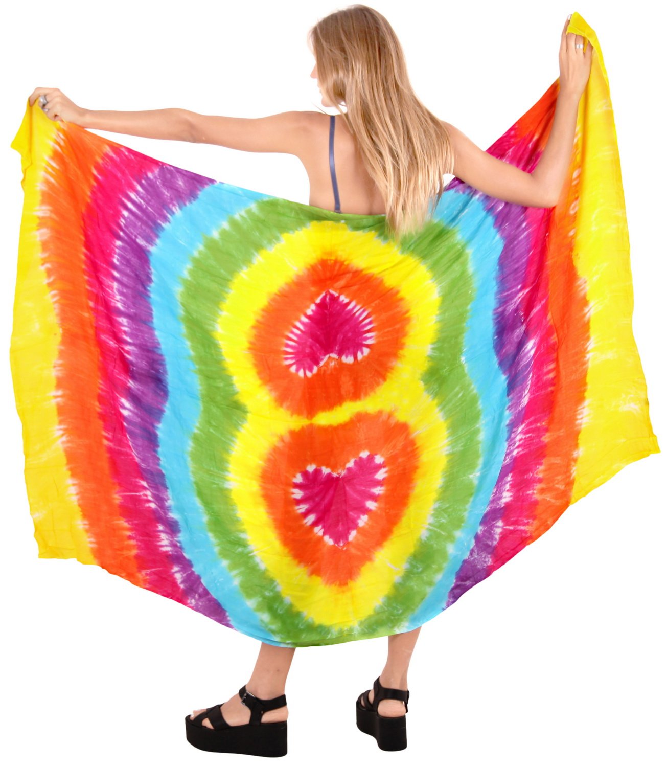 LA LEELA Women's Beachwear Summer Beach Bikini Wraps Swimwear Swim Cover Up Wrap Skirt Bathing suit Swimsuit Sarong Coverups for Women One Size Orange, Tie Dye