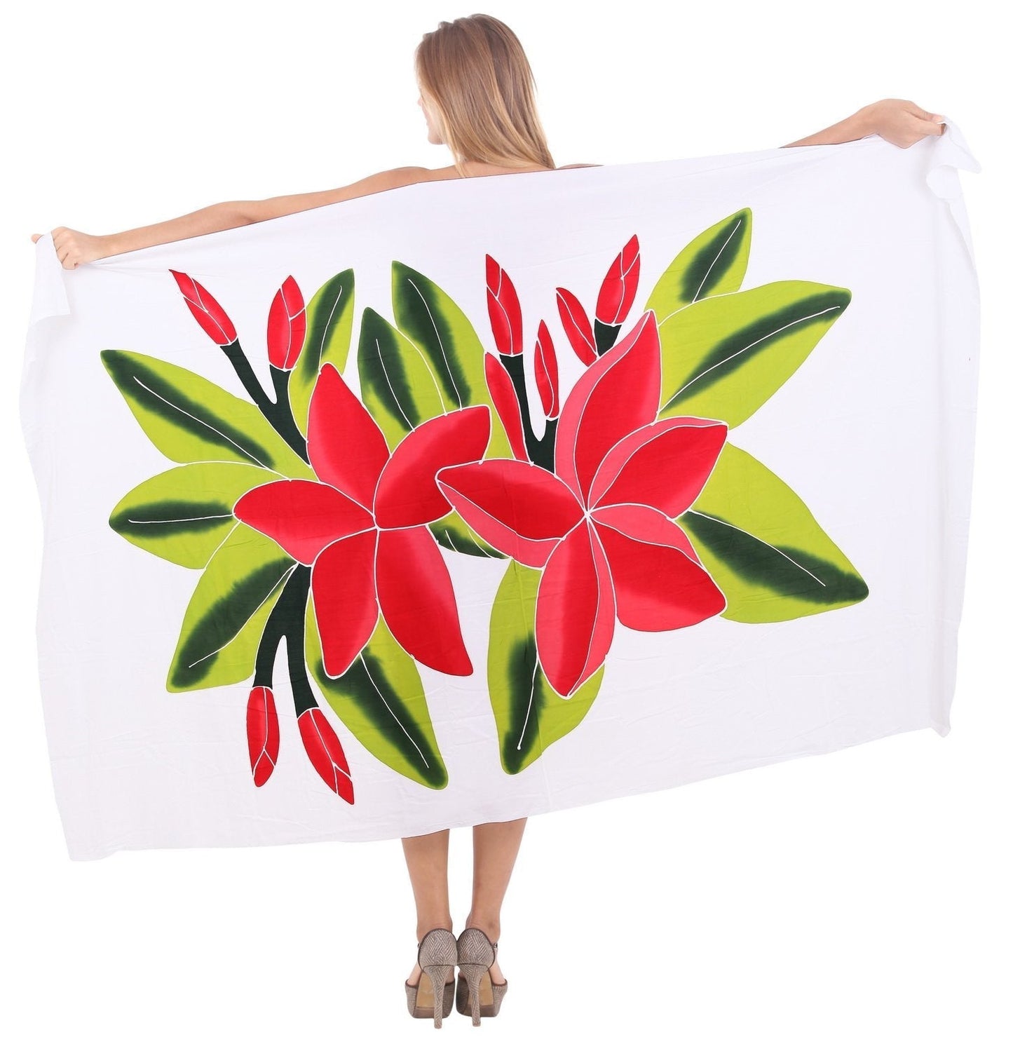 LA LEELA Women's Swimwear Sarong Wrap Cover up Wraps One Size Crimson Tropical