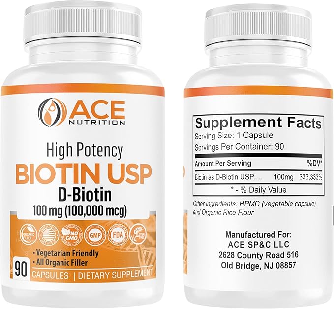 High Potency Biotin USP (D-Biotin) 100mg (100,000mcg) (3)