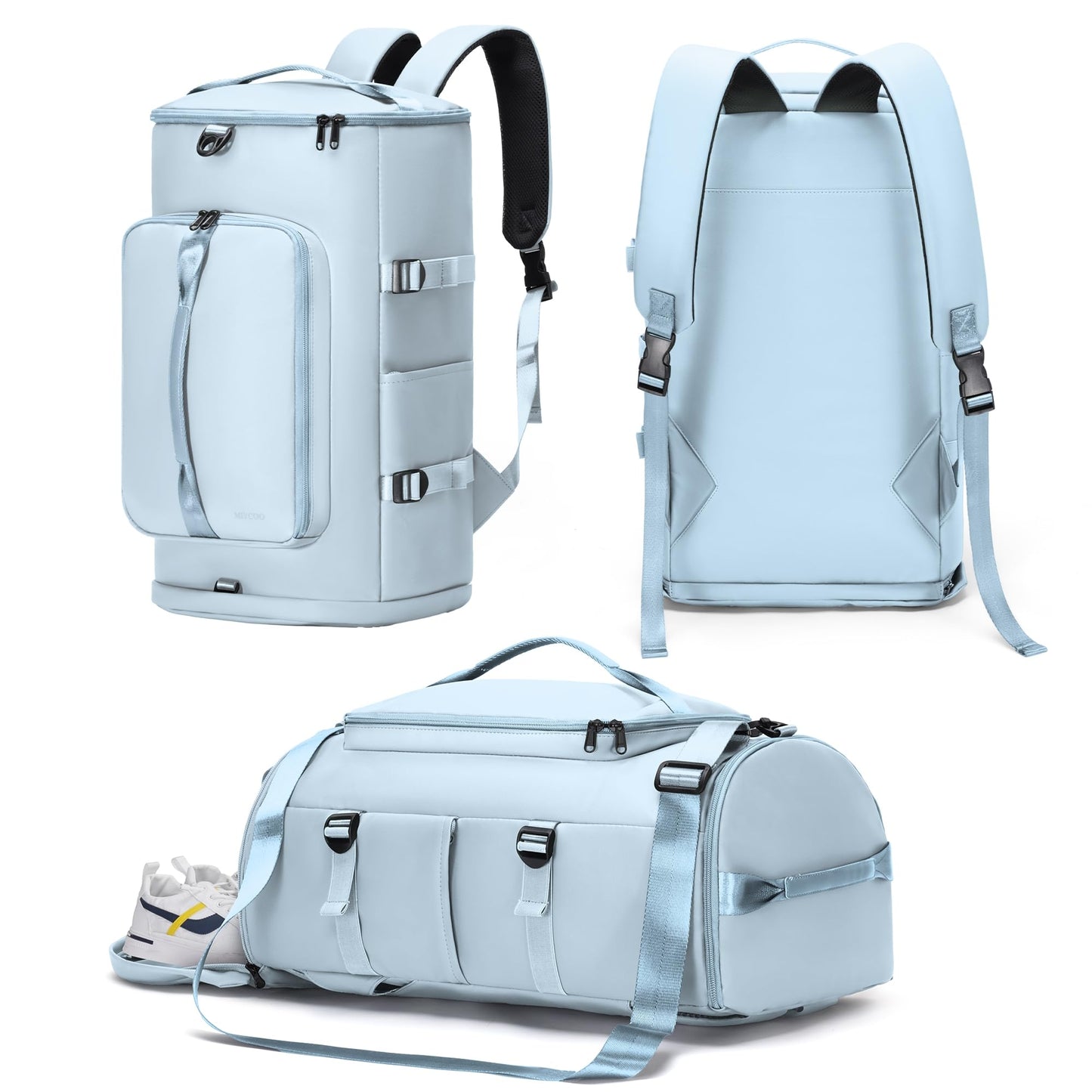 Gym Bag for Men and Women Sports Duffle Bag Travel Backpack Weekender Overnight Bag with Shoes Compartment and Wet Pocket Blue - MIYCOO