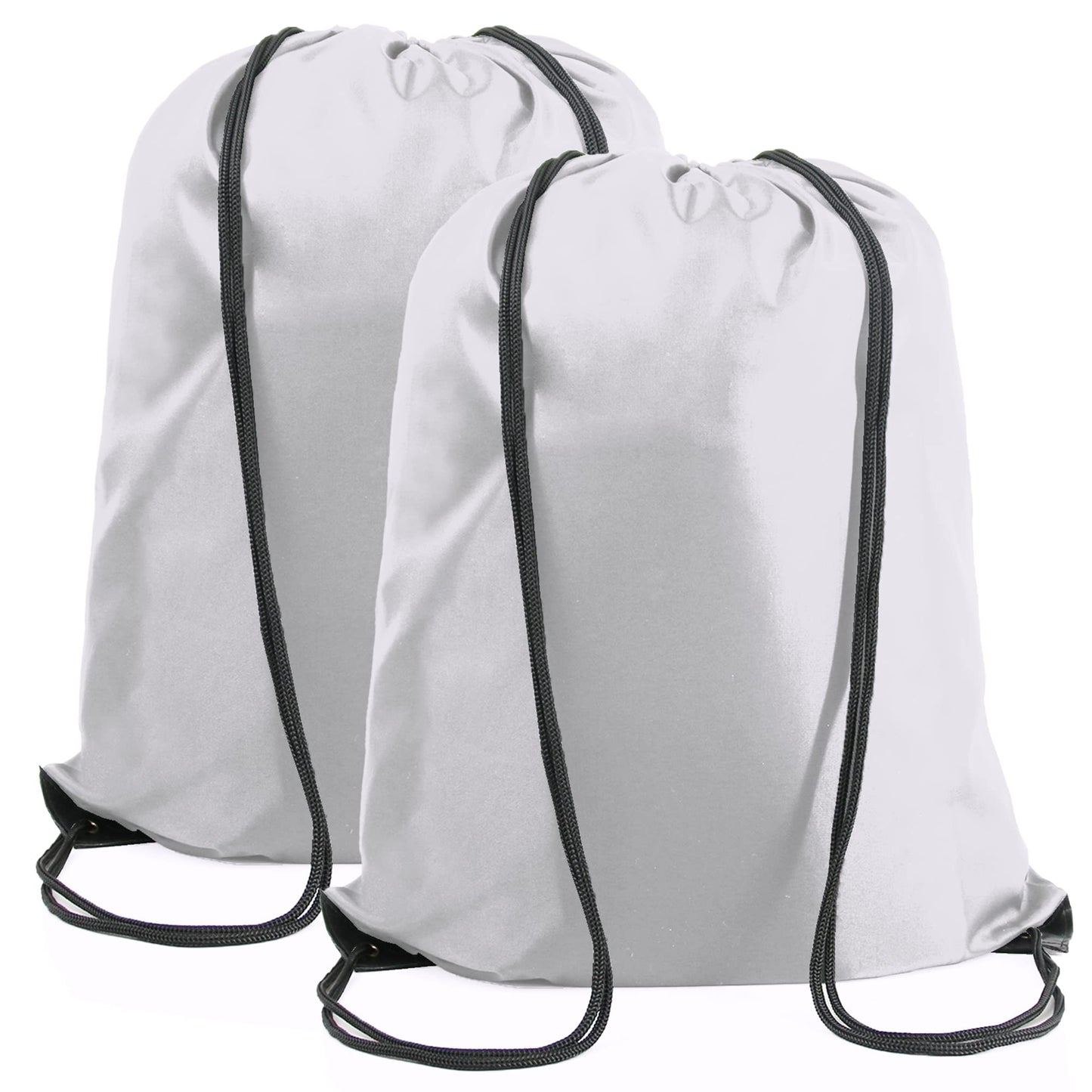 BeeGreen White Drawstring Backpack Bags Bulk 2 Pack String Bags X-Large 22.4" L x 17.5" W Sports Cinch Sackpack Gym Machine Washable Heavy Duty for Men Women