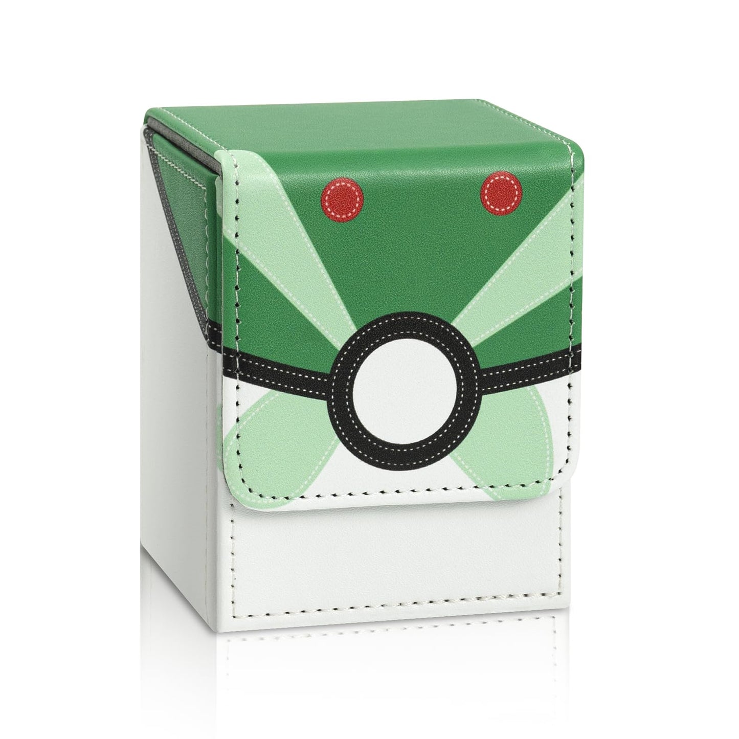 Collectible Trading Card Cases, Card Deck Box Storage Box Case Magnetic Deck Box Card Holder ,Can hold around 100 cards (Green-white)