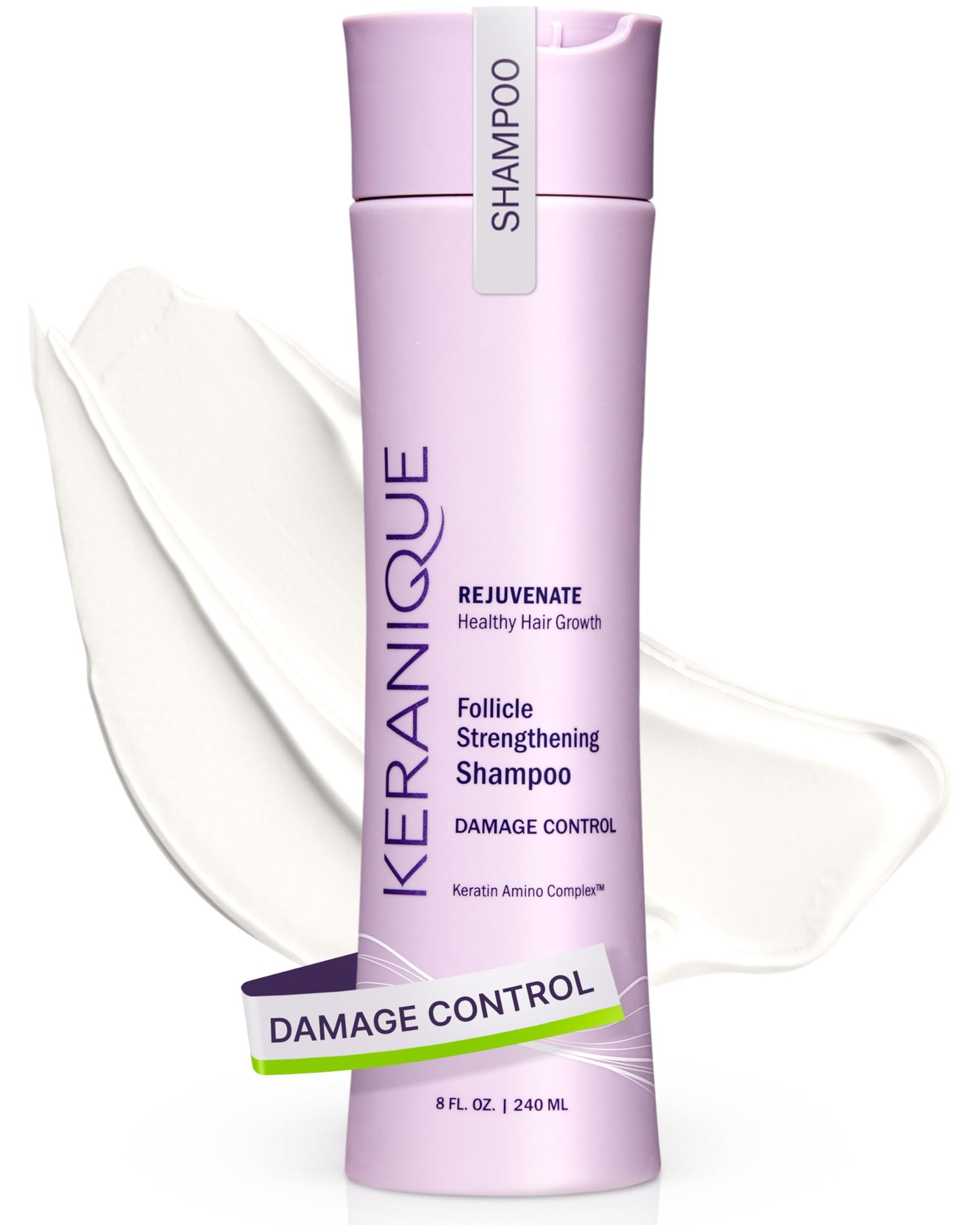 Keranique Scalp Replenishing Keratin Shampoo Damage Control for Thinning Hair, Hair Growth | Keratin Amino Complex, Free of Sulfates, Dyes and Parabens, 8 Fl Oz