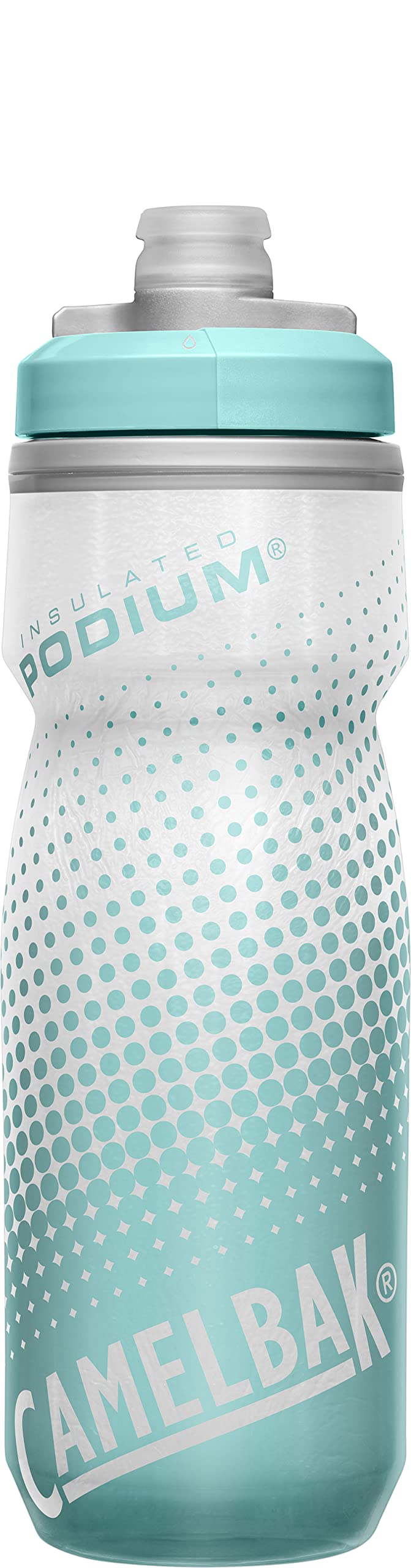 CamelBak Podium Chill Insulated Bike Water Bottle - Easy Squeeze Bottle - Fits Most Bike Cages - 21oz, Teal Dot