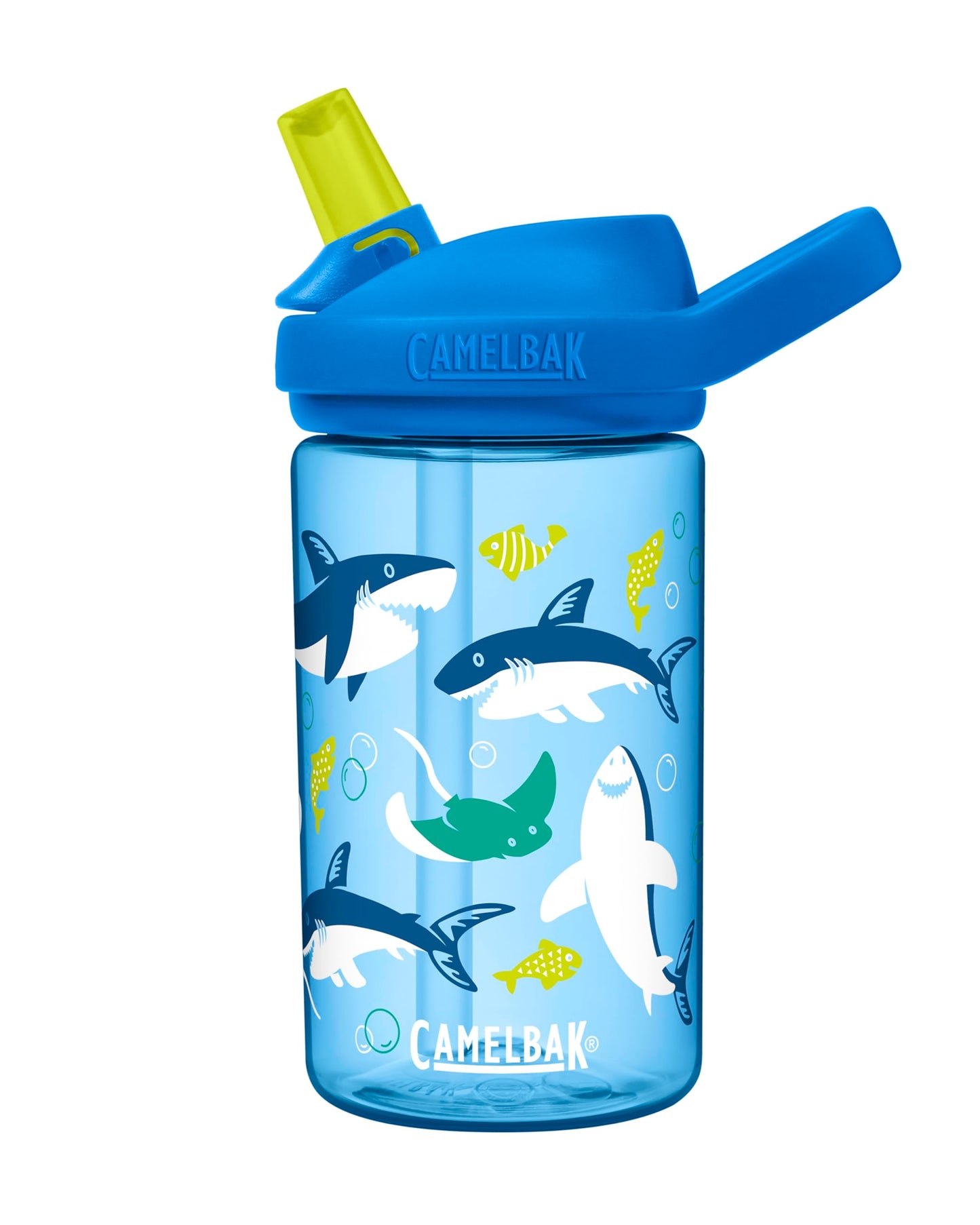 CamelBak eddy+ 14oz Kids Water Bottle with Tritan Renew – Straw Top, Leak-Proof When Closed, Sharks and Rays