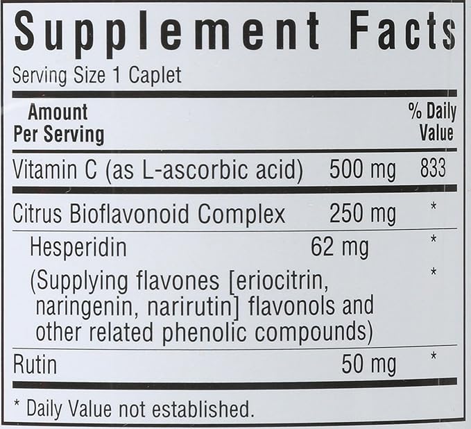 BlueBonnet Vitamin C 500 mg Plus Bioflavonoids Caplets, 90 Count (743715005228)