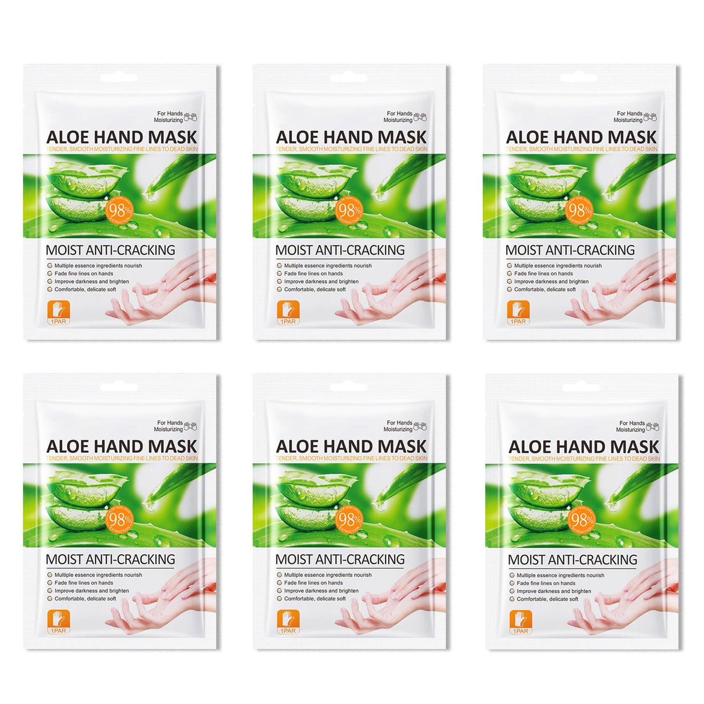 JunKuJK 6PCS Hand Masks,Hydrating Hand Masks Moisturizing Gloves Overnight for Dry Cracked Hands,Daily Hand Care Hand Masks Gift Set for Women and Men J