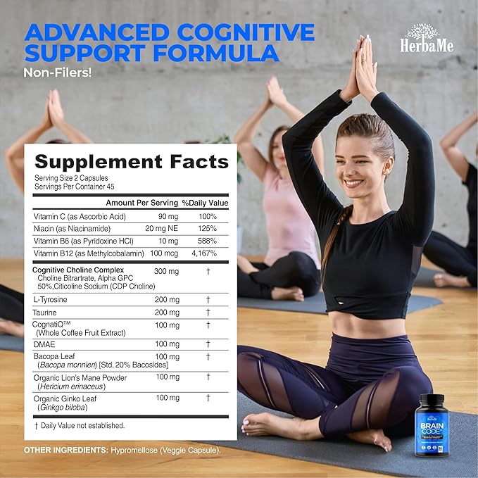 Brain Code Nootropic Brain Supplement for Memory and Focus | Supports Cognitive Health & Mental Clarity, Enhance Concentration | 90 Capsules