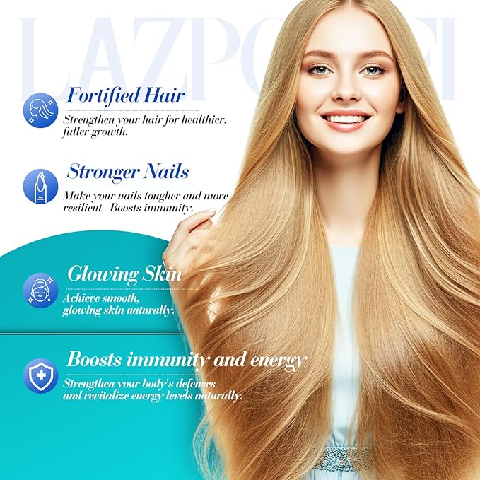 Hair Skin and Nails Vitamins, Biotin with Bovine Colostrum, Collagen & Vitamin A, B6, C, D, E, Supports Healthy Hair, Nails & Skin for Men and Women-042