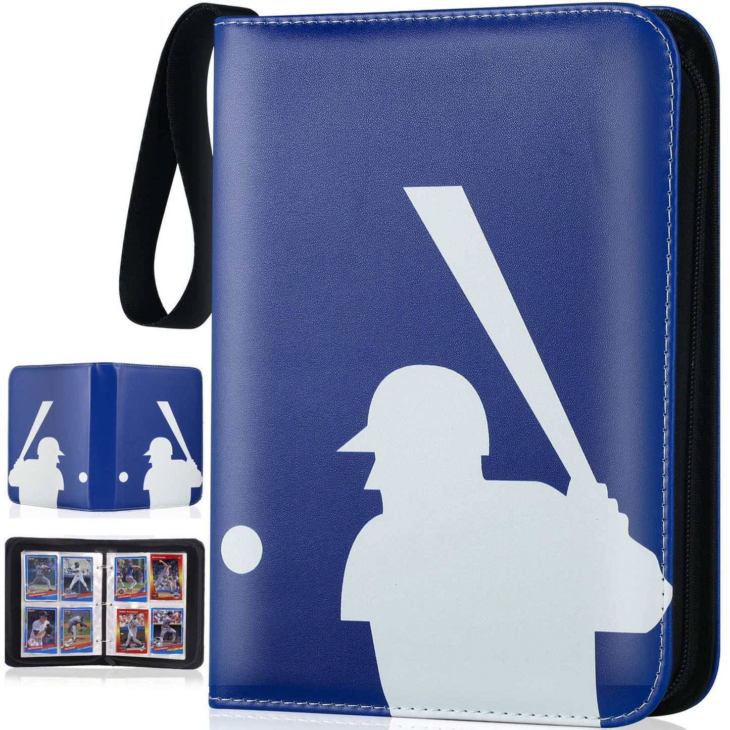 Card Binder 4 Pocket, Trading Card Binder with Sleeves, Baseball Card Binder, Sports Card Binder Collectible Trading Card Albums Fits 400 Cards with 50 Removable Sleeves