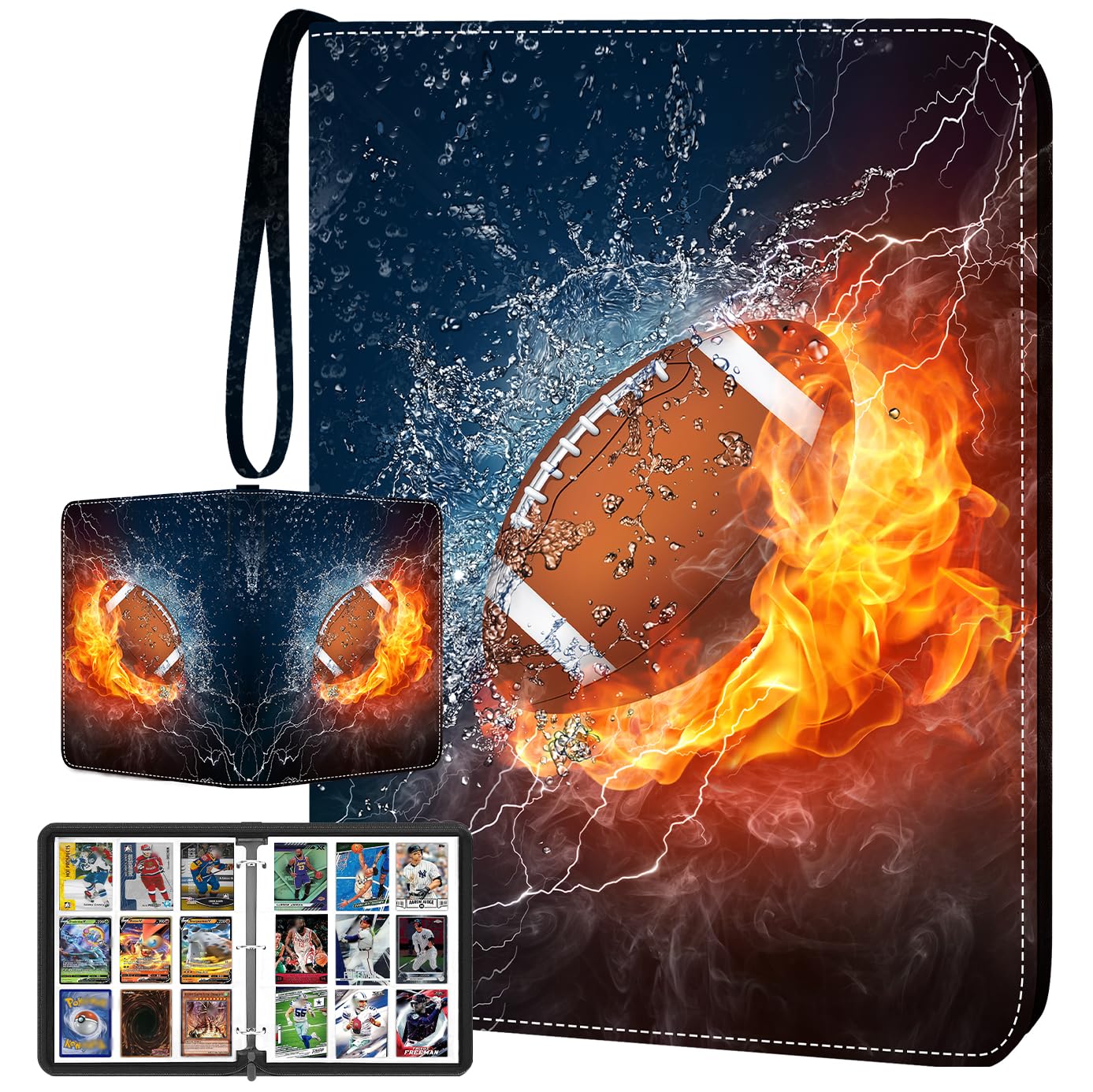 HESPLUS Football Card Binder Compatible with Football Card, Baseball Card, Trading Card, MTG and Other TCG, Fits 900 Cards with 50 Removable Pages, Card Holder Collector for Standard Size Card