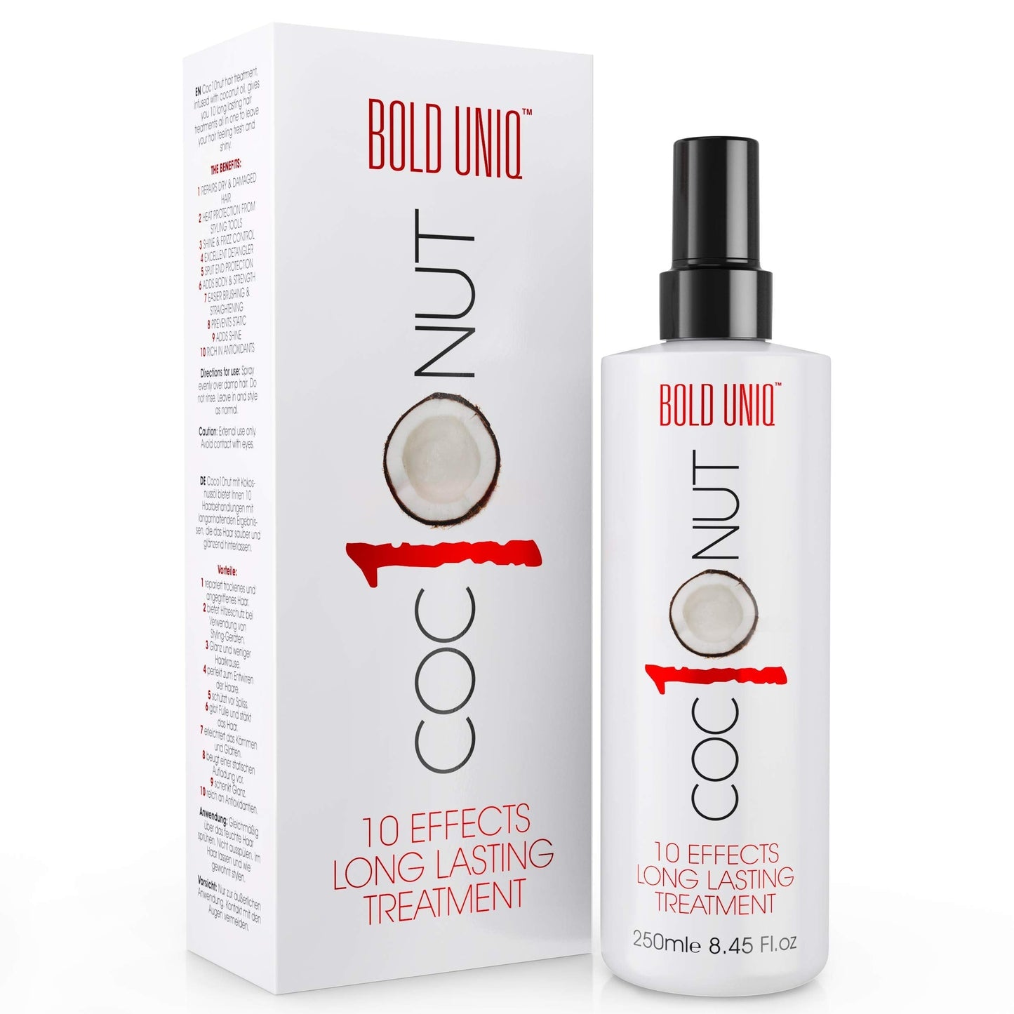 Coconut Thermal Protection Spray - Prevents Frizz and Split Ends for All Hair Types - Heat Defense Up To 450ºF - 8.45fl.oz