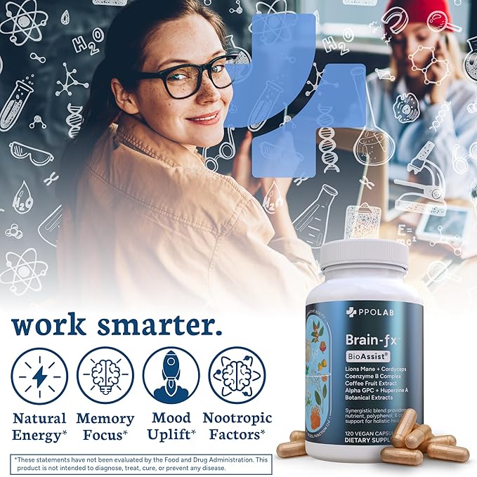 Brain-fxโข Nootropic Brain Energy Memory & Focus Supplement, Lions Mane Extract, L Theanine, Methyl B12 5MTHF B Complex, Alpha GPC Choline, Bacopa Monnieri, Ginseng, Cordyceps, Huperzine A BDNF Factor