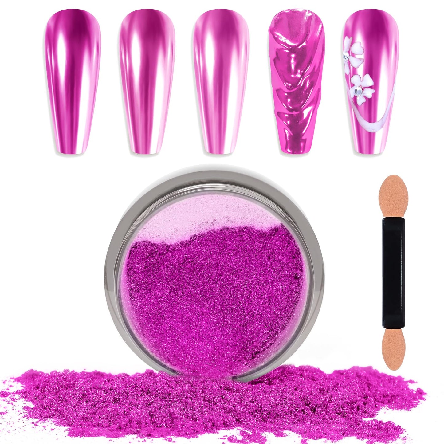 Laza Chrome Nail Powder Mirror Effect Metallic Dust Holographic Glitter Glazed Manicure Decoration Reflective Pigment for DIY Gel Polish Nail Art, Resin Craft, Gifts - Orchid Purple