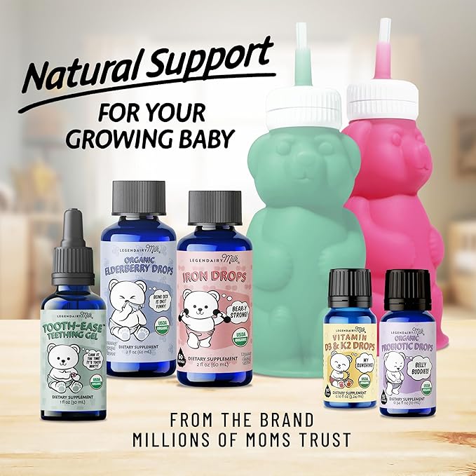 Legendairy Milk Organic Elderberry Drops - Baby Multivitamin with Echinacea, Vitamin C & Zinc for Immune Support - Ideal for Babies & Toddlers, Non-GMO - 30 Servings