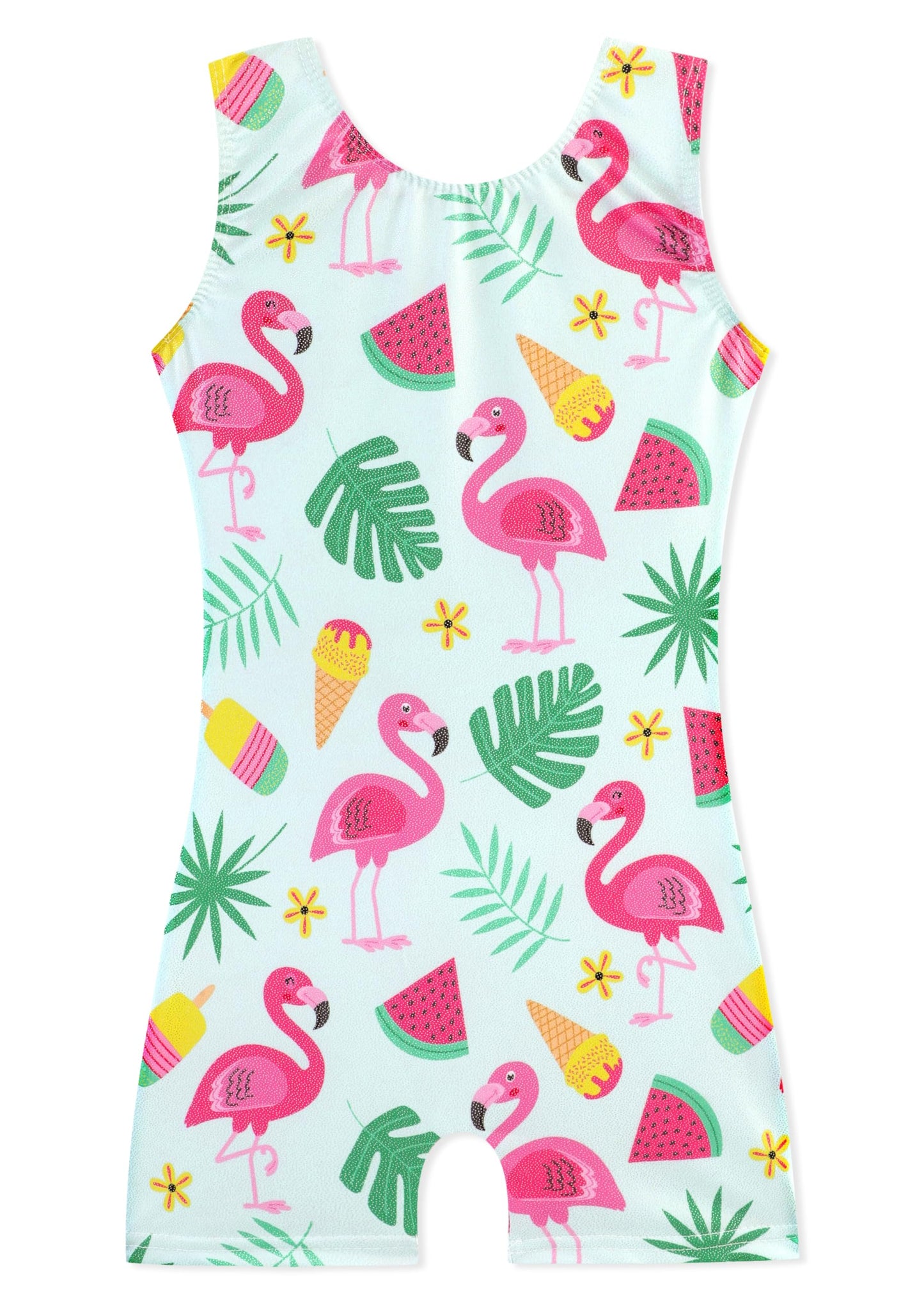 HOZIY Gymnastics Leotards for Girls 5t Size 5-6 Years Aqua Green Pink Flamingo Fruit Ice Cream Tropic Leaf Gymnastic Clothing Clothes Dance Glitter Sparkle Biketard Outfit