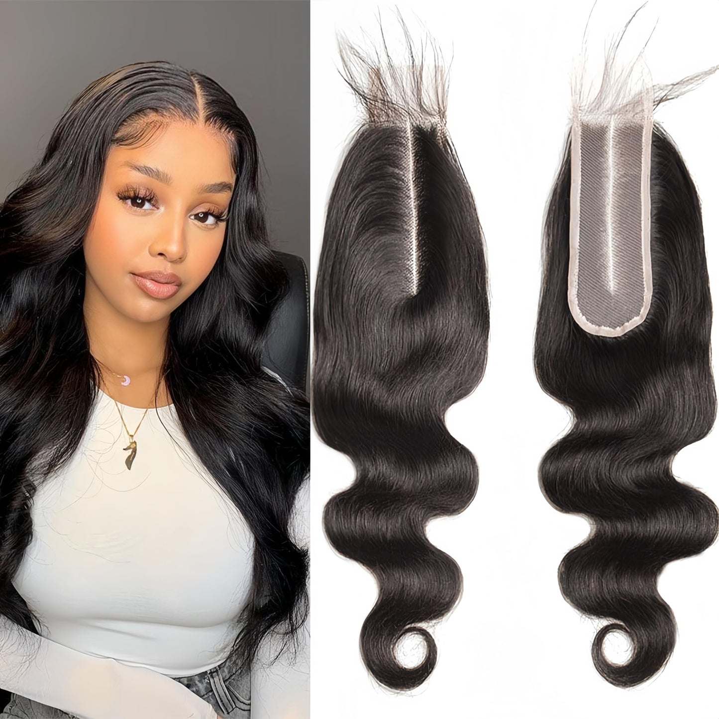 Czrleaty Brazilian 2x6 HD Lace Closure with Baby Hair Deep Middle Part 2x6 Closure Human Hair Body Wave (20")