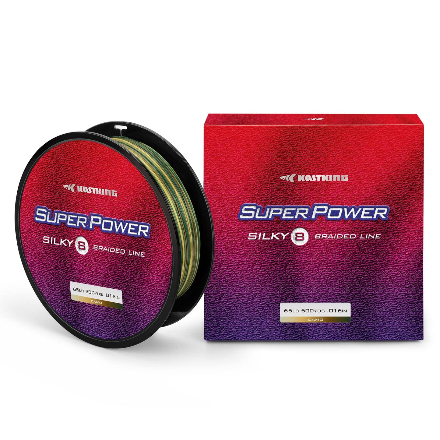 KastKing Superpower Silky8 Braided Fishing Line, Camo, 8 Strand, 80LB, 150Yds