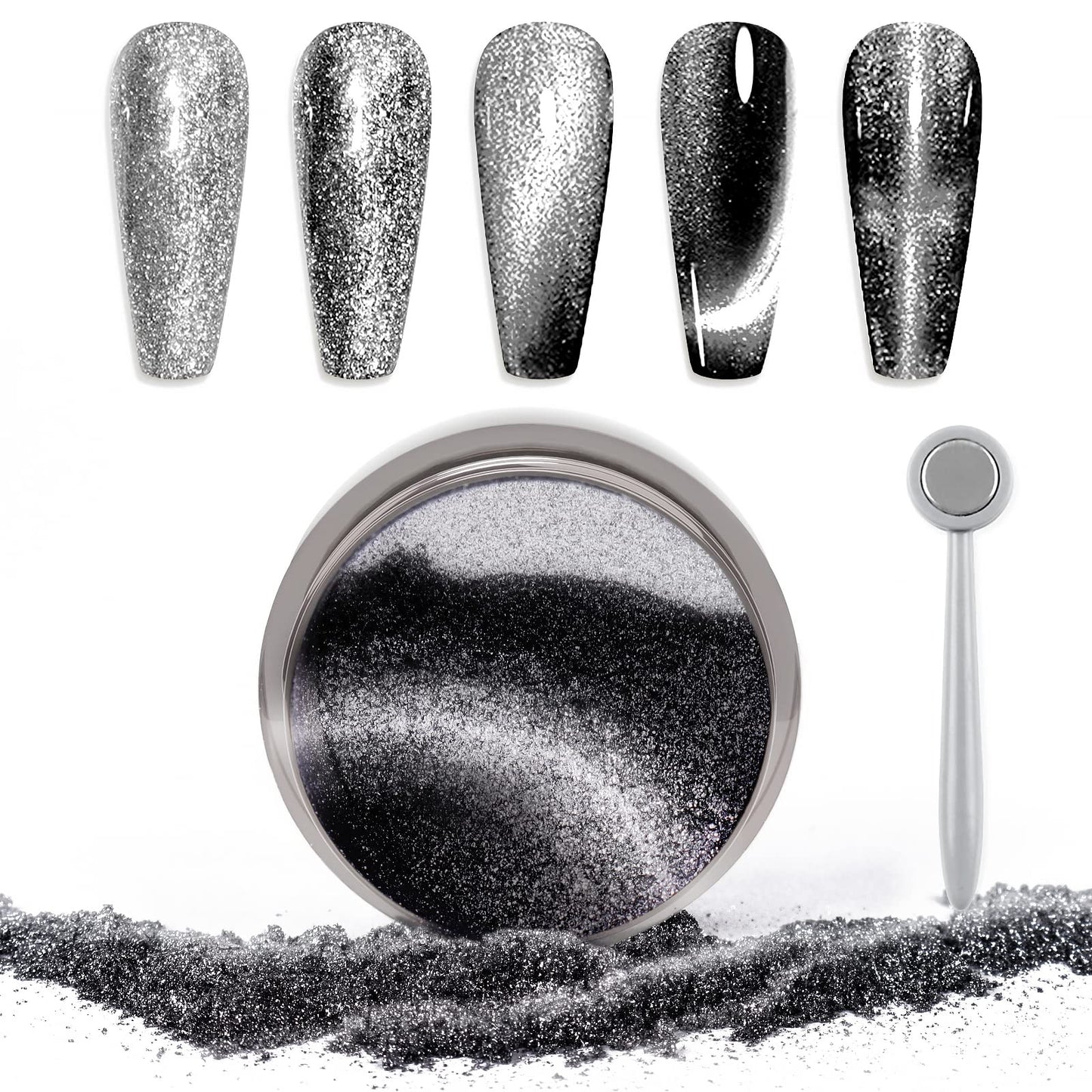 Laza Cat Eye Chrome Nail Powder Chameleon Magnetic Powder 3D Cat Eye Effect Mirror Effect Pigment Dust Magic Galaxy Holographic Effect Glitter with Magnetic Stick for Velvet Nail Art - Vast Galaxy