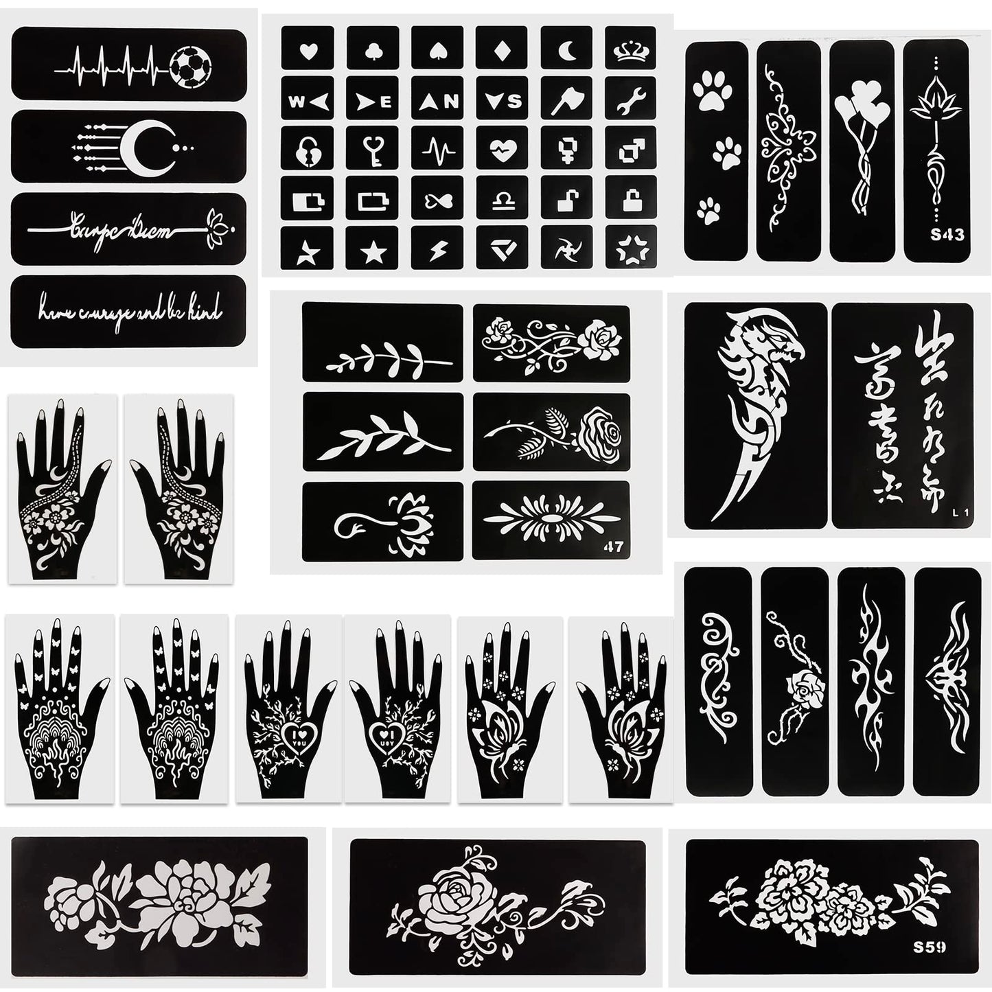 Kapopi Henna Tattoo Stencil Kit, Henna sexy temporary tattoo stickers For Women, girls and teenagers,Body Art Painting (Henna Tattoo Kit A)